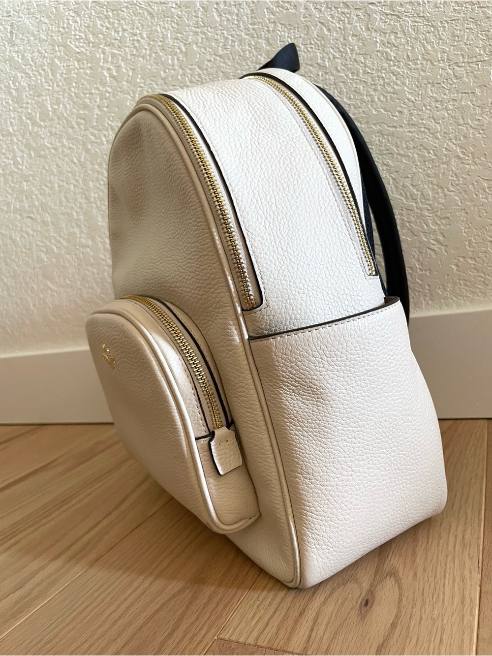 COACH Court Backpack in Pebble Leather (Chalk/White) School Fall Academia Preppy - Picture 3 of 12